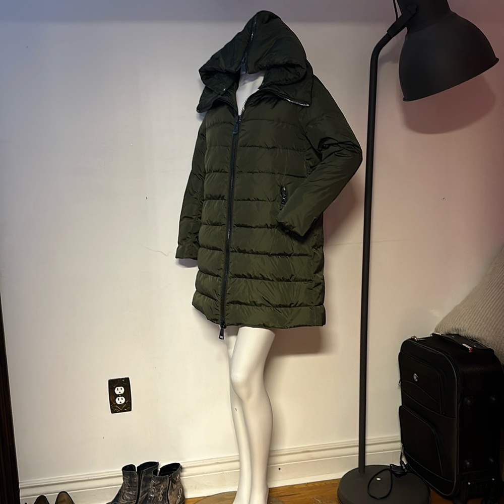 Moncler down coat jacket puffer hooded khaki green NWOT